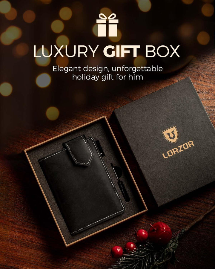 LORZOR Cartera delgada para hombres con cierre de seguridad, billet...