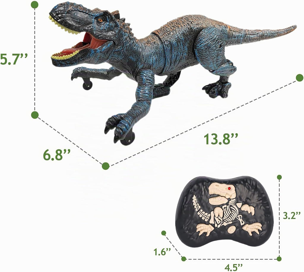 Juguetes de dinosaurio a control remoto para niños de 3-5, 5-7, 8-12, 10-12, juguete electrónico RC T Rex Dino robot para niños, los mejores regalos de Navidad y cumpleaños para niños de 6, 7, 8, 9, 10, 11 y 12 años (color: azul)
