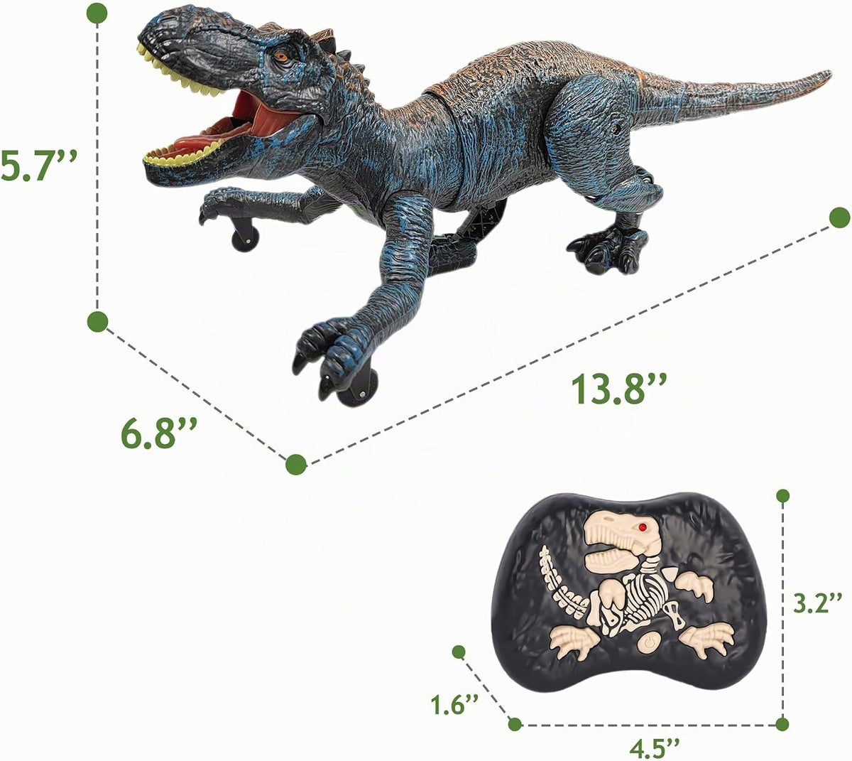 Juguetes de dinosaurio a control remoto para niños de 3-5, 5-7, 8-12, 10-12, juguete electrónico RC T Rex Dino robot para niños, los mejores regalos de Navidad y cumpleaños para niños de 6, 7, 8, 9, 10, 11 y 12 años (color: azul)
