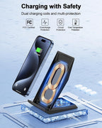NANAMI Cargador inalámbrico rápido con cargador de teléfono USB, soporte de carga certificado Qi con adaptador QC3.0 7.5W compatible con iPhone 15/14/13/12/11, 10W para Samsung Galaxy