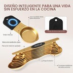 Juego de tazas y cucharas medidoras de acero inoxidable de 16 piezas, fuerte diseño de anidación magnética, 7 tazas, 8 cucharas con nivelador, marcas de medición dobles para ingredientes secos y