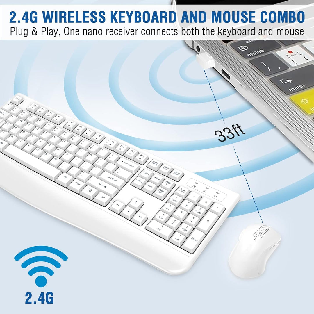 EDJO - Combo de teclado y mouse inalámbricos, teclado ergonómico de...