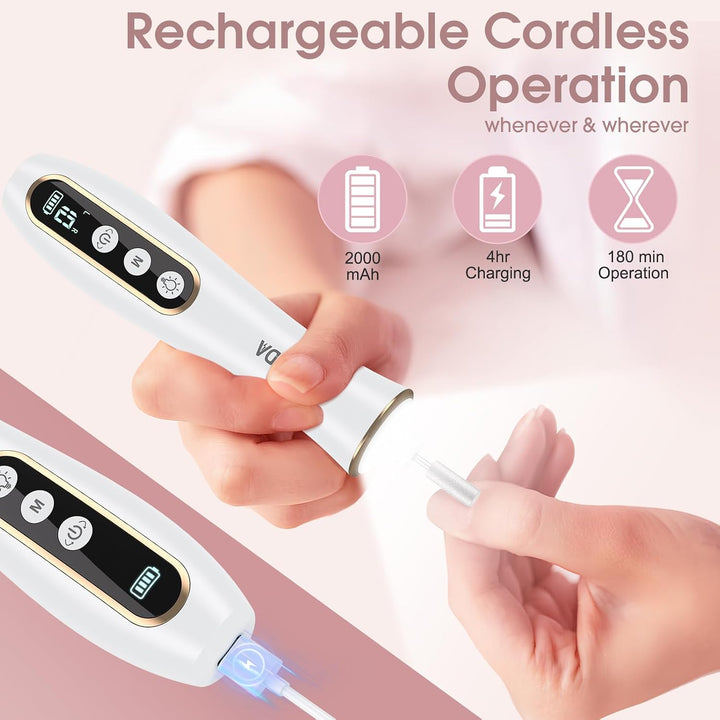 Kit Profesional de Manicura y Pedicura, Taladro Eléctrico Inalámbri...
