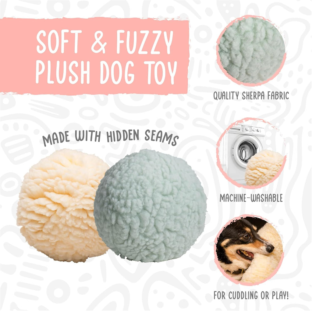 HuggleHounds Plush Ball Dog Toy - Fuzzy Round Ball Dog Toy con Soft Fleece, Durable Stuffed Plush para Small y Large Breeds - 8" HuggleFleece, Large