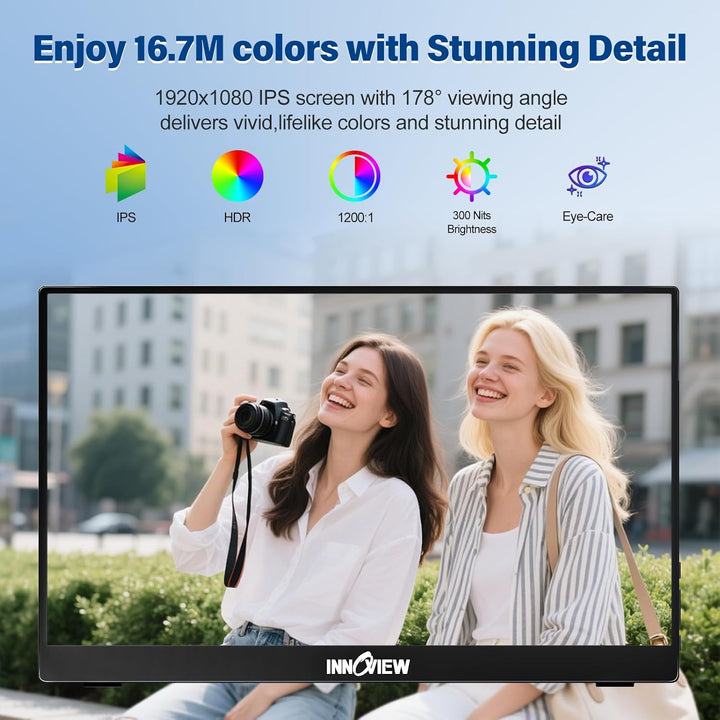 InnoView Monitor portátil de 15.6" 1080P para portátil con fund...