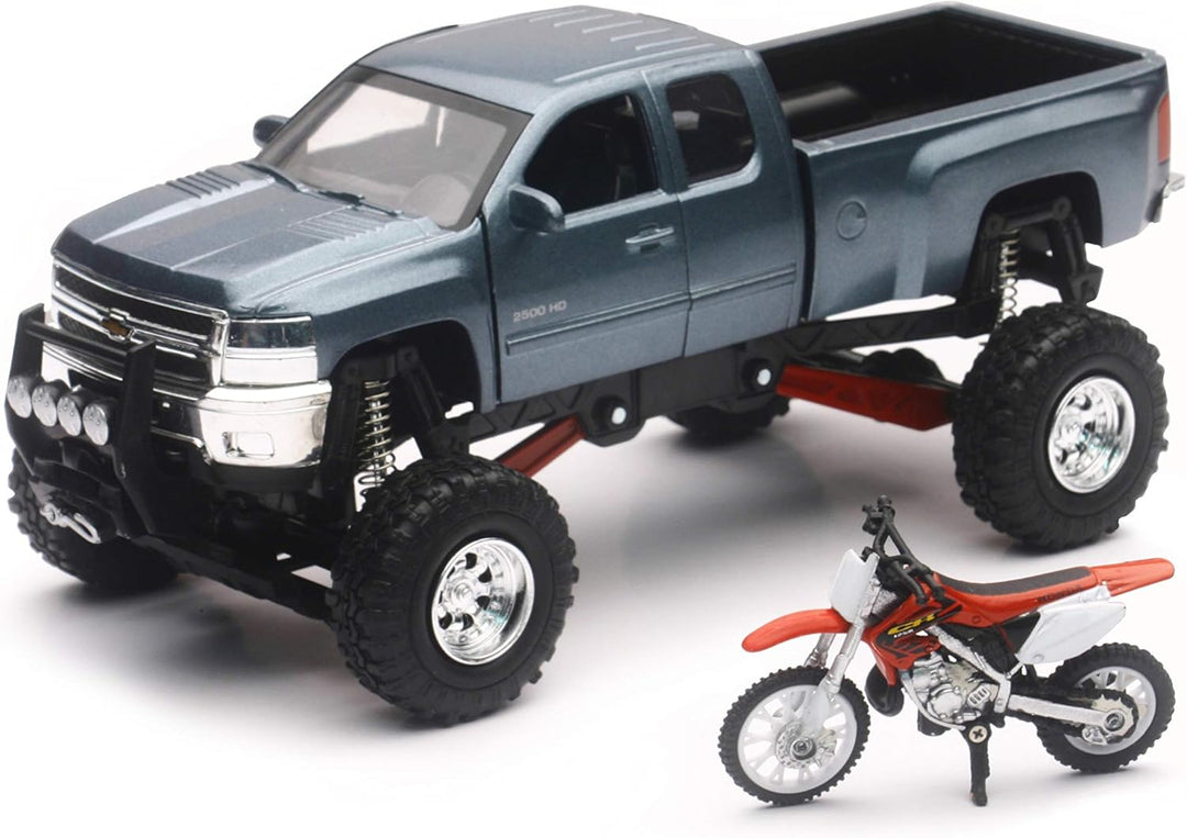 New-Ray Chevrolet 4x4 Gris Silverado Camioneta Pickup con Suspensió...