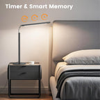 Lámpara Lámpara de escritorio LED de metal, luz de escritorio regulable de 16 pulgadas con base, 15 W 1200 lm, adaptador incluido, color y brillo ajustable, lámpara de mesa alta moderna para oficina en casa, lectura, estudio, tareas, laptop, negro