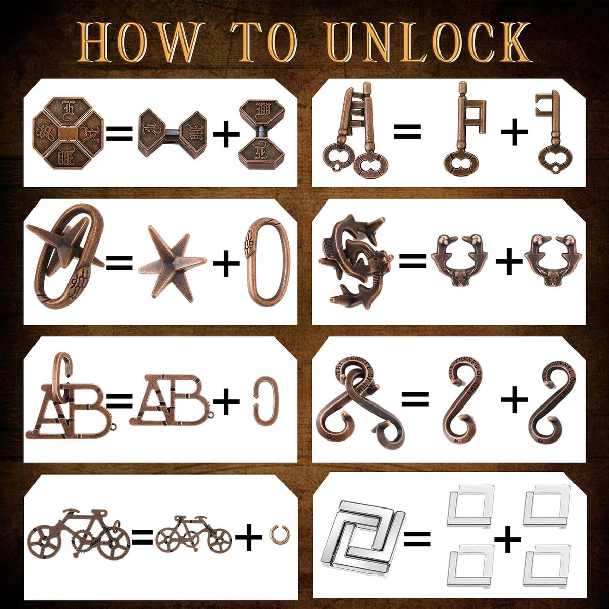 Juego de 48 rompecabezas de metal para adultos, estilo vívido