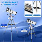 Telescopio de astronomía profesional 150EQ para adultos de alta