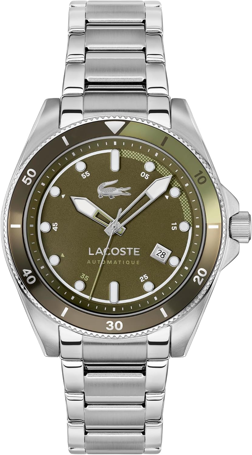 Lacoste Mainsail - Reloj automático para hombre, pulsera de acero inoxidable, clásico, elegante Timepice, regalo para él