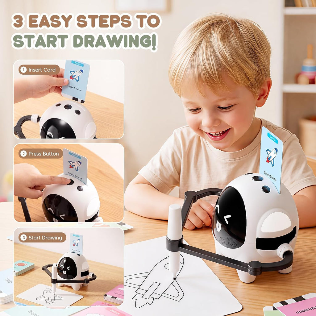 Robot de dibujo para niños con 200 tarjetas, juguete de aprendizaje para