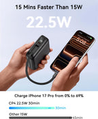 Cargador portátil 20000mAh, 22.5W Power Bank Cables integrados, Dark Gray, 20000 milliamp_hours