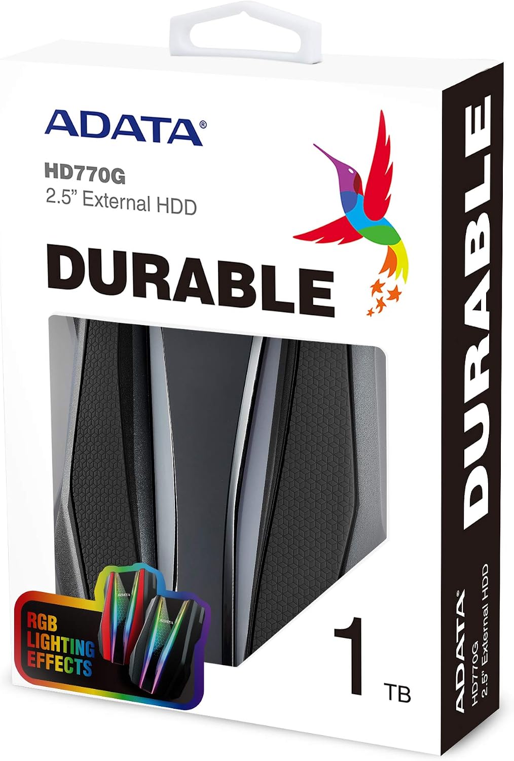 ADATA HD770G 1TB RGB USB 3.2 IP68 impermeable a prueba de gotas a prueba de polvo externo portátil HDD negro (AHD770G-1TU32G1-CBK)