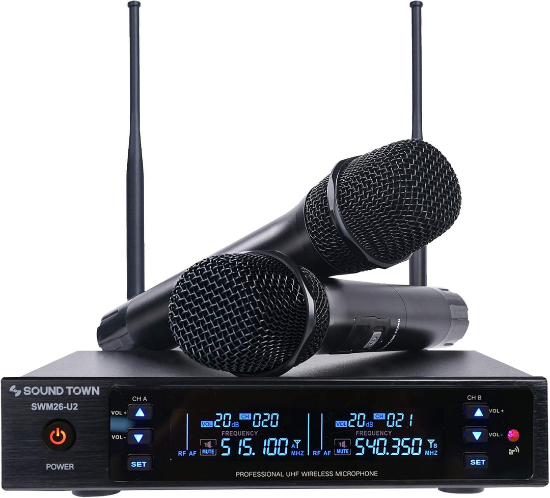 Sistema Sound Town de micrófono inalámbrico UHF de metal de 200 can...