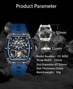 Paras Crown Relojes Automáticos para Hombre Caja de Acero Correa de Silicona Analógico 30M Resistente al Agua Reloj Mecánico Relojes de Moda para Hombre Relojes De Hombre