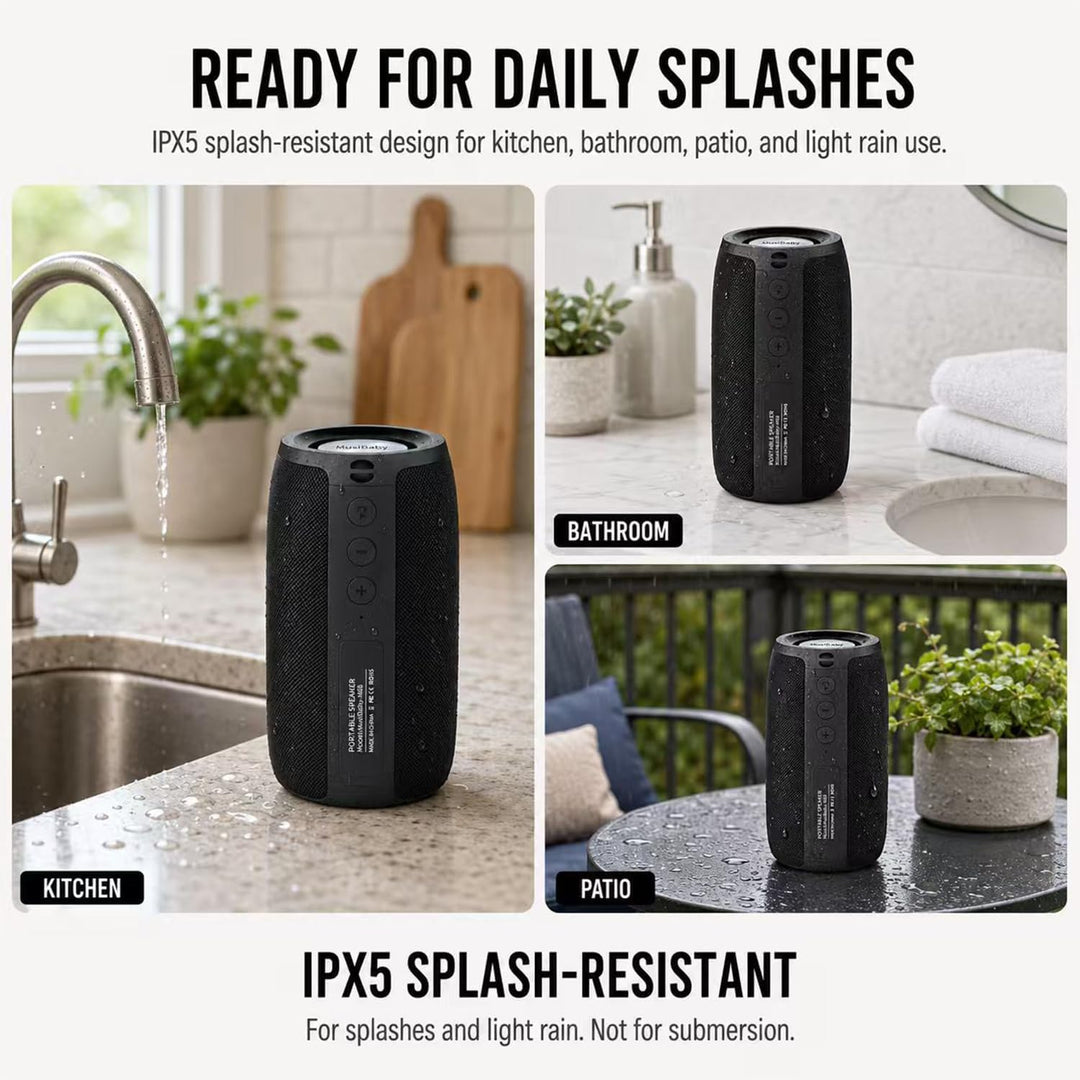 MusiBaby M68 - Bocinas Bluetooth portátiles, inalámbricas, impermea...