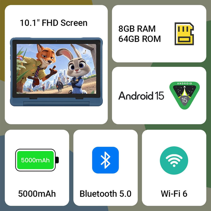 UEMXDOX Tableta para niños, Android 15, tableta para niños de 3 año...