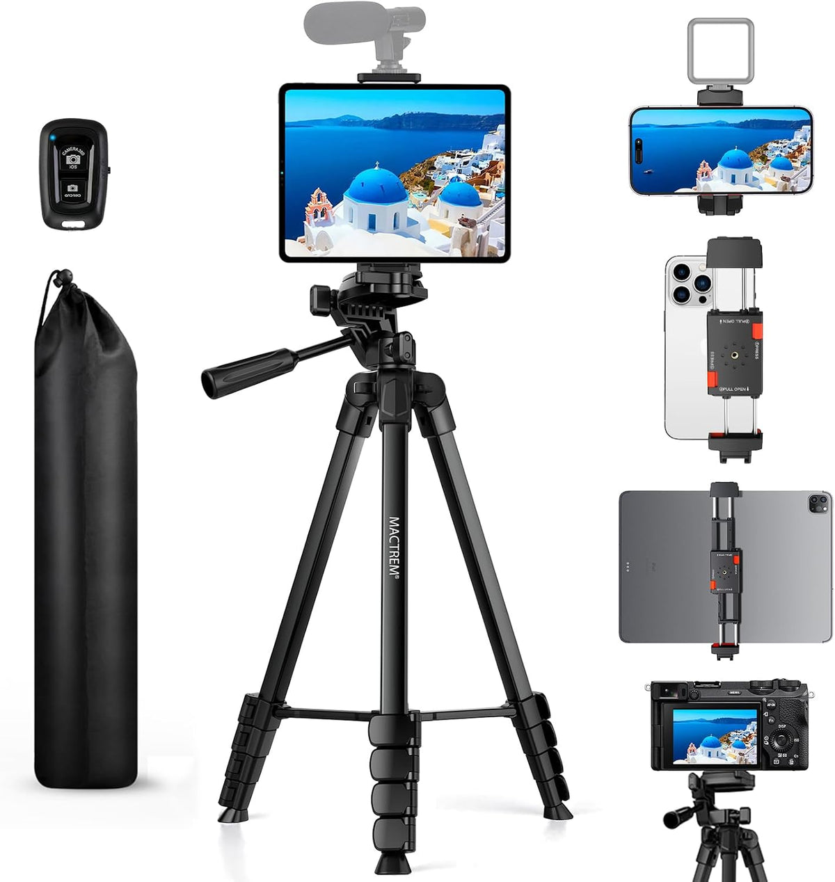 MACTREM Soporte de trípode para iPad de 67" para cámara de teléfono y