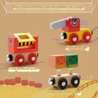 SainSmart Jr. Juego de Tren de Madera de 12 Piezas - Juguetes de Tren con Caja de Almacenamiento, Trenes de Juguete Magnéticos Compatibles con Todas las Principales Marcas, Regalo para Niños Pequeños
