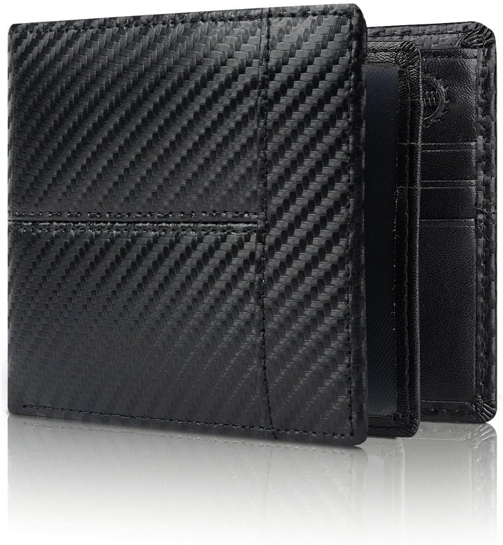 Swallowmall Cartera de cuero para hombre, billetera plegable de cue...