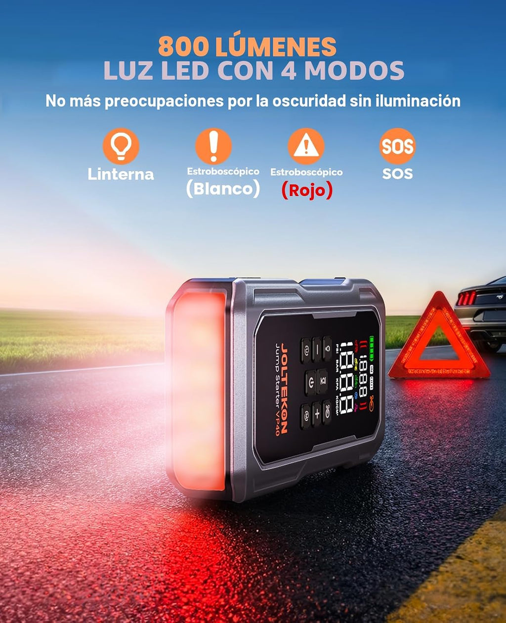 Arrancador de batería de coche 9 en 1 de 6000A 160PSI con compresor de aire y soplador de aire (todo gas 12L diesel), caja de arranque portátil para batería de automóvil con luz de 800