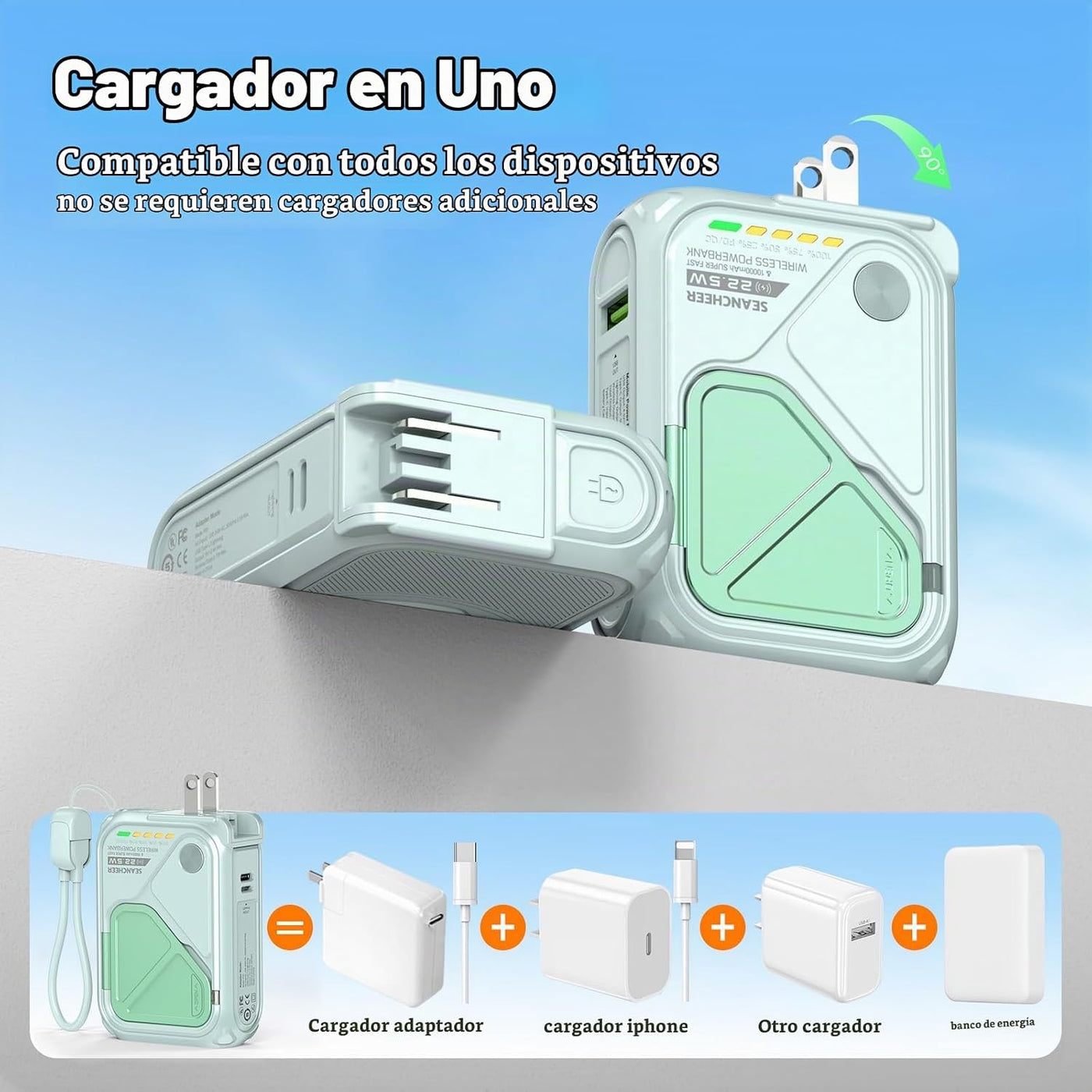 SEANCHEER P05 Cargador portátil, banco de energía magnético, pequeñ...