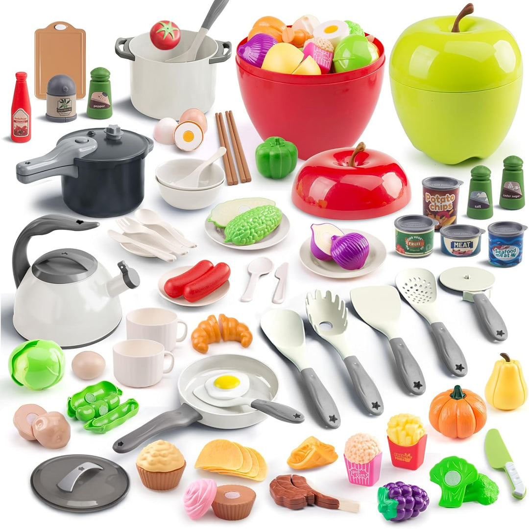 Juego de cocina de 100 piezas, ollas de juego de simulación para ni...
