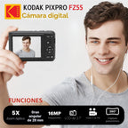 KODAK PIXPRO FZ55 cámara digital de punto y disparo de 16 Mp, zoom óptico 5X, Azul