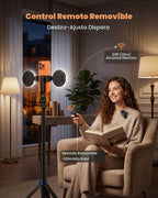 71" Trípode para teléfono con 2 LEDs, 2 micrófonos inalámbricos y control remoto recargable
