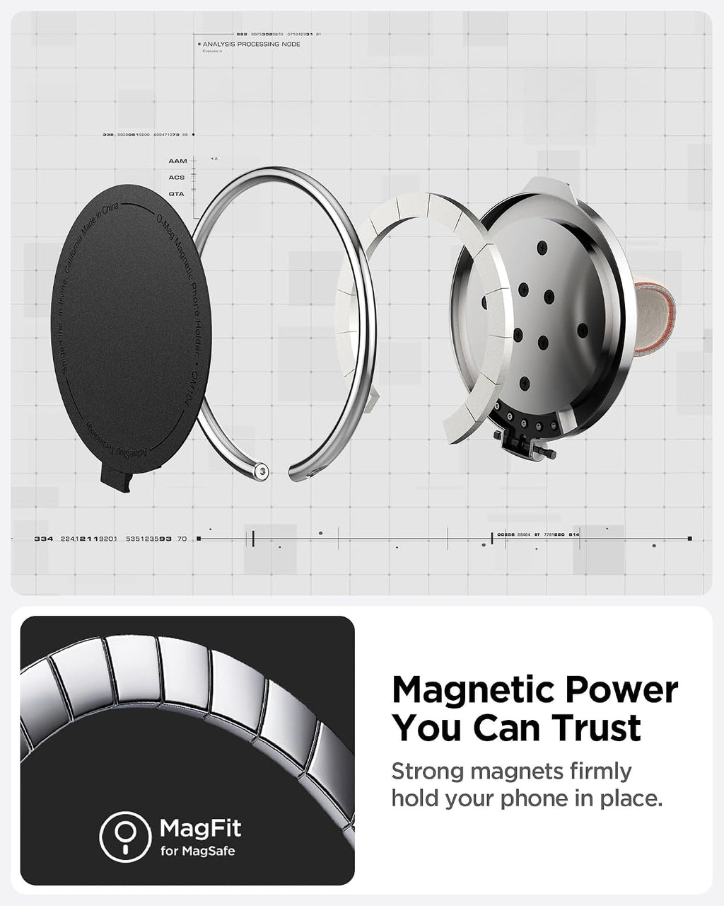 Spigen para MagSafe Phone Grip O-Mag Ring MagFit Correa de nailon Soporte