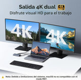 Estación de acoplamiento USB C con adaptador de monitor dual HDMI,...