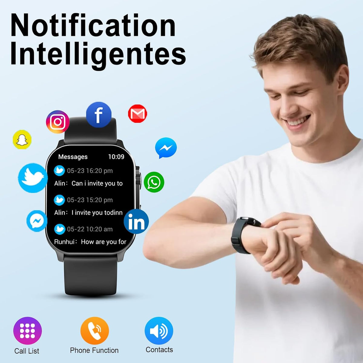 Reloj inteligente para hombre, pantalla curva AMOLED de 2.01 pulgadas, rastreador de fitness con respuesta/hacer llamadas, más de 100 modos deportivos, reloj de fitness con frecuencia cardíaca 24/7/monitor de sueño/podómetro, resistente al agua IP68, para
