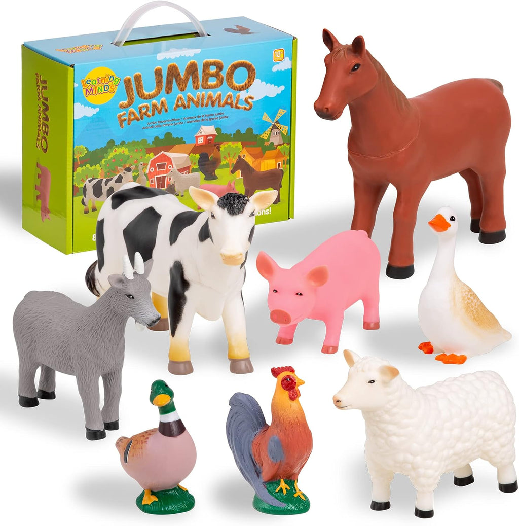 Conjunto de 8 figuras de animales de granja jumbo de Learning Minds