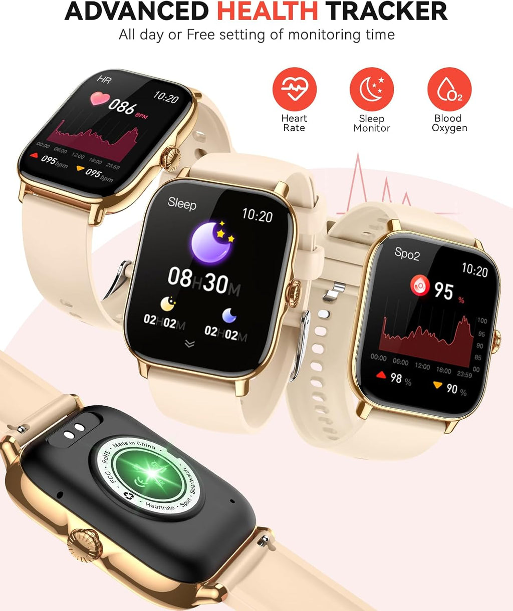 Reloj inteligente para mujeres y hombres, contestar/hacer llamadas, reloj de seguimiento de pasos de fitness impermeable IP68 con monitor de sueño/contador de actividad/modo deportivo más de 110 años, reloj inteligente compatible con Android iPhone