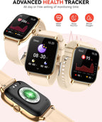Reloj inteligente para mujeres y hombres, contestar/hacer llamadas, reloj de seguimiento de pasos de fitness impermeable IP68 con monitor de sueño/contador de actividad/modo deportivo más de 110 años, reloj inteligente compatible con Android iPhone