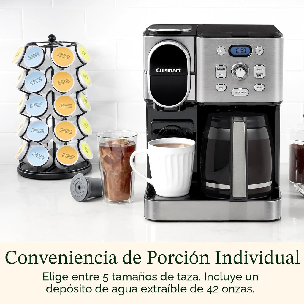 Cuisinart Cafetera de 12 tazas, jarra de vidrio de una sola porción