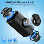 Hupoaf Altavoz Bluetooth, altavoz Bluetooth inalámbrico con graves profundos estéreo 3D de 30 W, llamada HD, luces RGB coloridas, tarjeta TF USB, emparejamiento TWS
