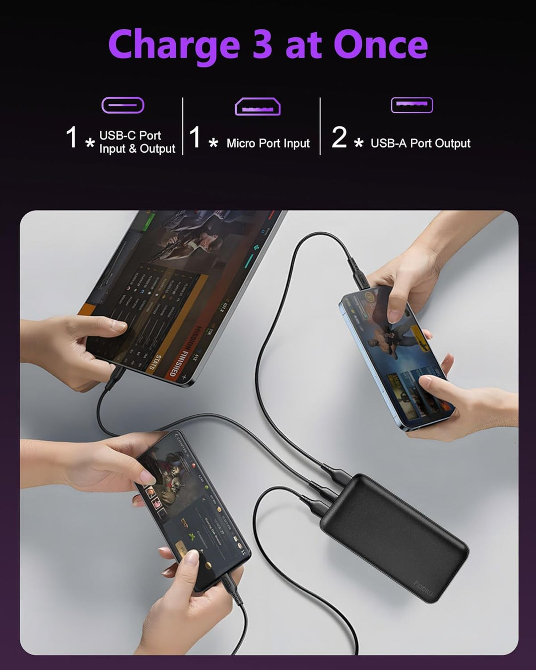 Miady Paquete de 4 cargadores portátiles a granel de 5000mAh + 2000...
