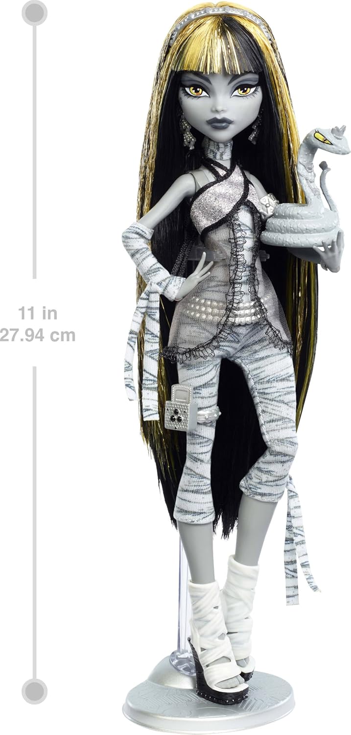 Monster High Muñeca Reel Drama, Cleo de Nile en Blanco y Negro Repr...