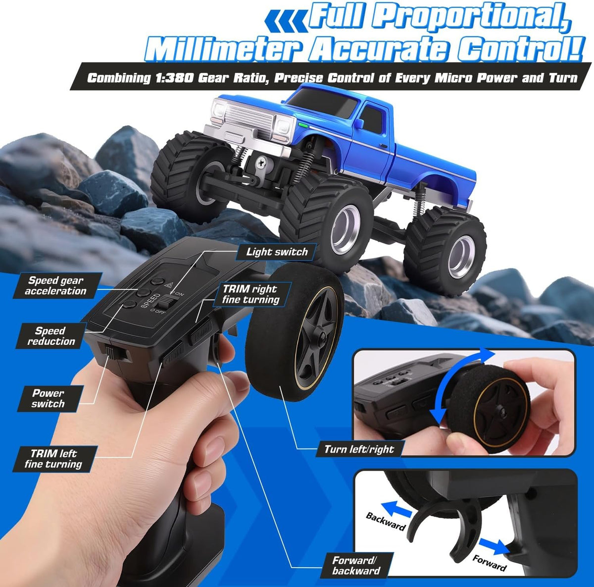 [2026 Upgrade 1/36 Mini RC Crawler, 4WD Micro Off Road Truck