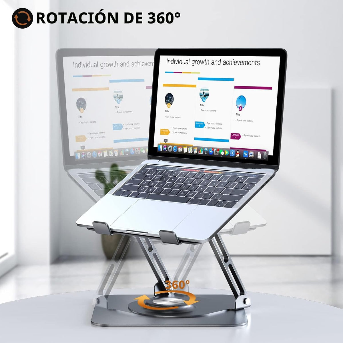 Soporte para computadora portátil para escritorio (rotación de 360°