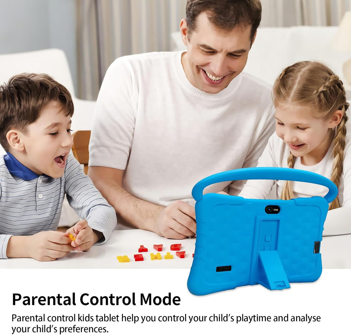Tablet Kids de 7 pulgadas con funda a prueba de golpes, 1 GB de RAM 32 GB ROM, tableta Android para niños pequeños con Bluetooth, GMS, WiFi, control parental, educativo, juegos (azul)