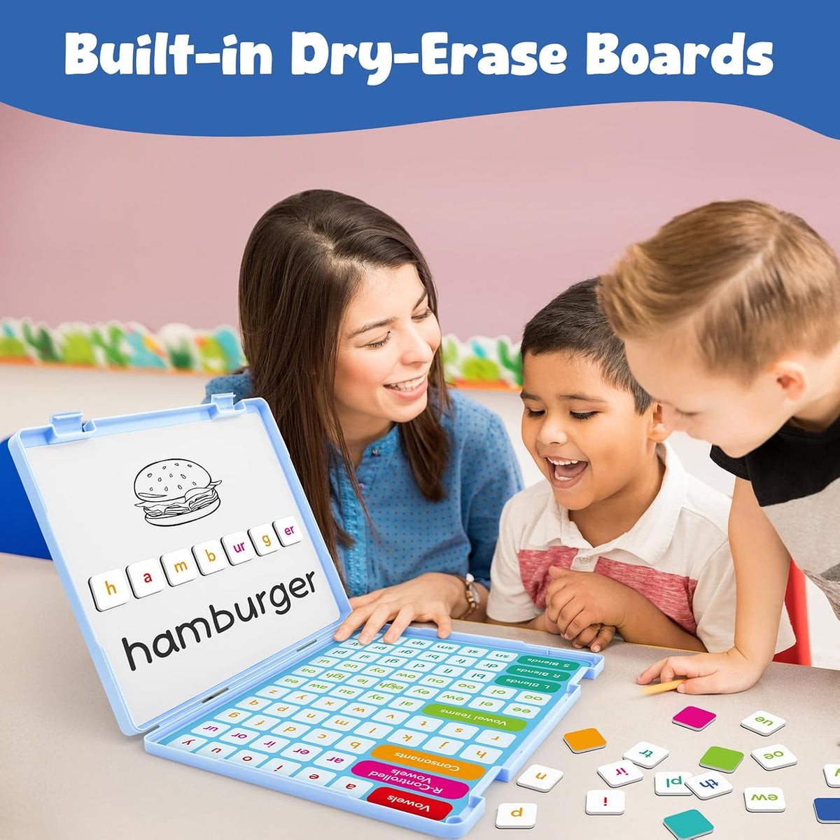 Phonics - Azulejos magnéticos de letras, juegos de fonética para ABC