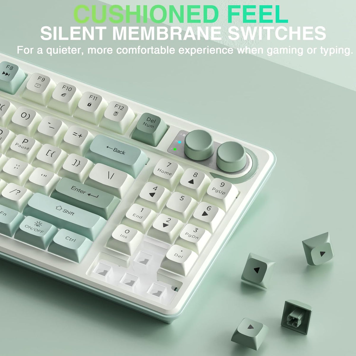 SOLAKAKA SK90 Teclado inalámbrico para juegos al 75% con perilla mu...