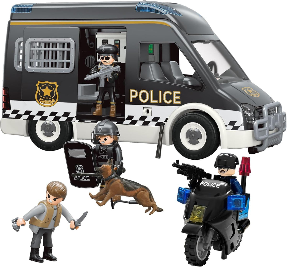 Camión de juguete de coche de policía para niños de 3 a 8 años, autos de juguete grandes con luces y sonidos, vehículos de emergencia para niños pequeños, juego de rol de aplicación de la ley, juguetes para niños de 3, 4, 5, 6, 7, 8, 9, 10, 11, 12