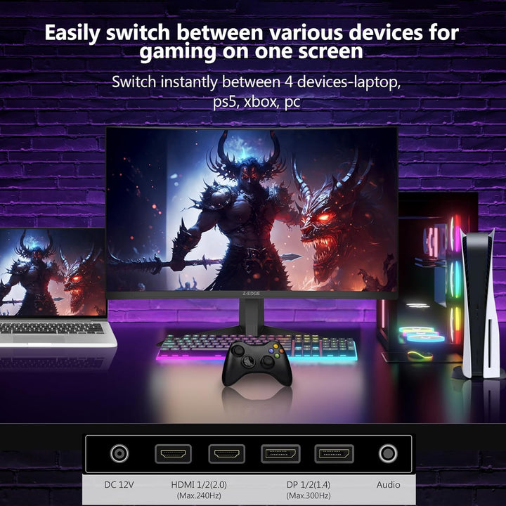 Z-Edge Monitor curvo para juegos de 27 pulgadas, FHD 1080P 300Hz 28...