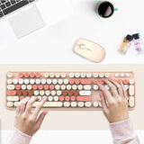 FOPETT Combo de teclado y mouse inalámbricos, 2.4G de tamaño comple...