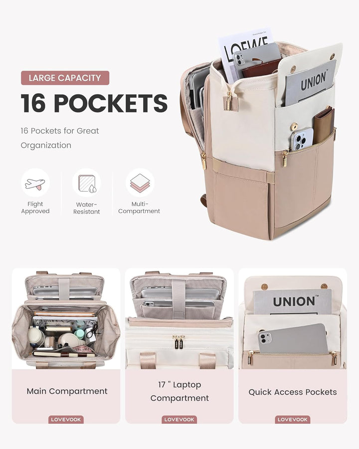 LOVEVOOK Mochila para laptop para mujer, mochila de trabajo convert...