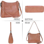 Iswee Bolsos cruzados de cuero para mujer, bolso de hombro mediano Hobo de piel auténtica, carteras y bolsos