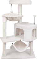 YUNIQUE Árbol para gatos de 39.4 pulgadas con condominio para gatos y hamaca grande, beige